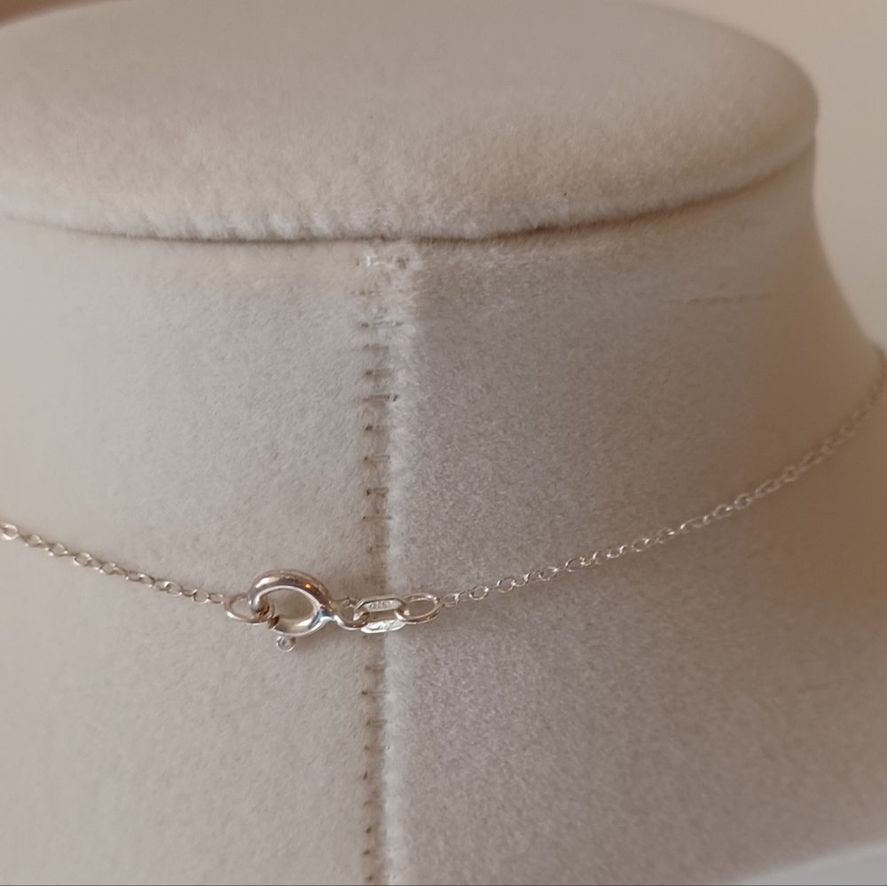 VINTAGE 925 RJ AVON STERLING SILVER INITIAL "T" NECKLACE 18". - Picture 4 of 5